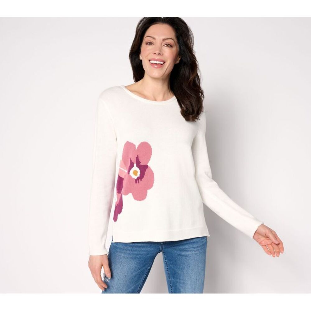 Peepers Women's Top Plus Sz Sweater 2X Floral Pop Multi-colored